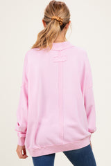 Light Pink Oversized High Neck Maternity Sweatshirt