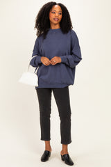 Navy Oversized High Neck Sweatshirt