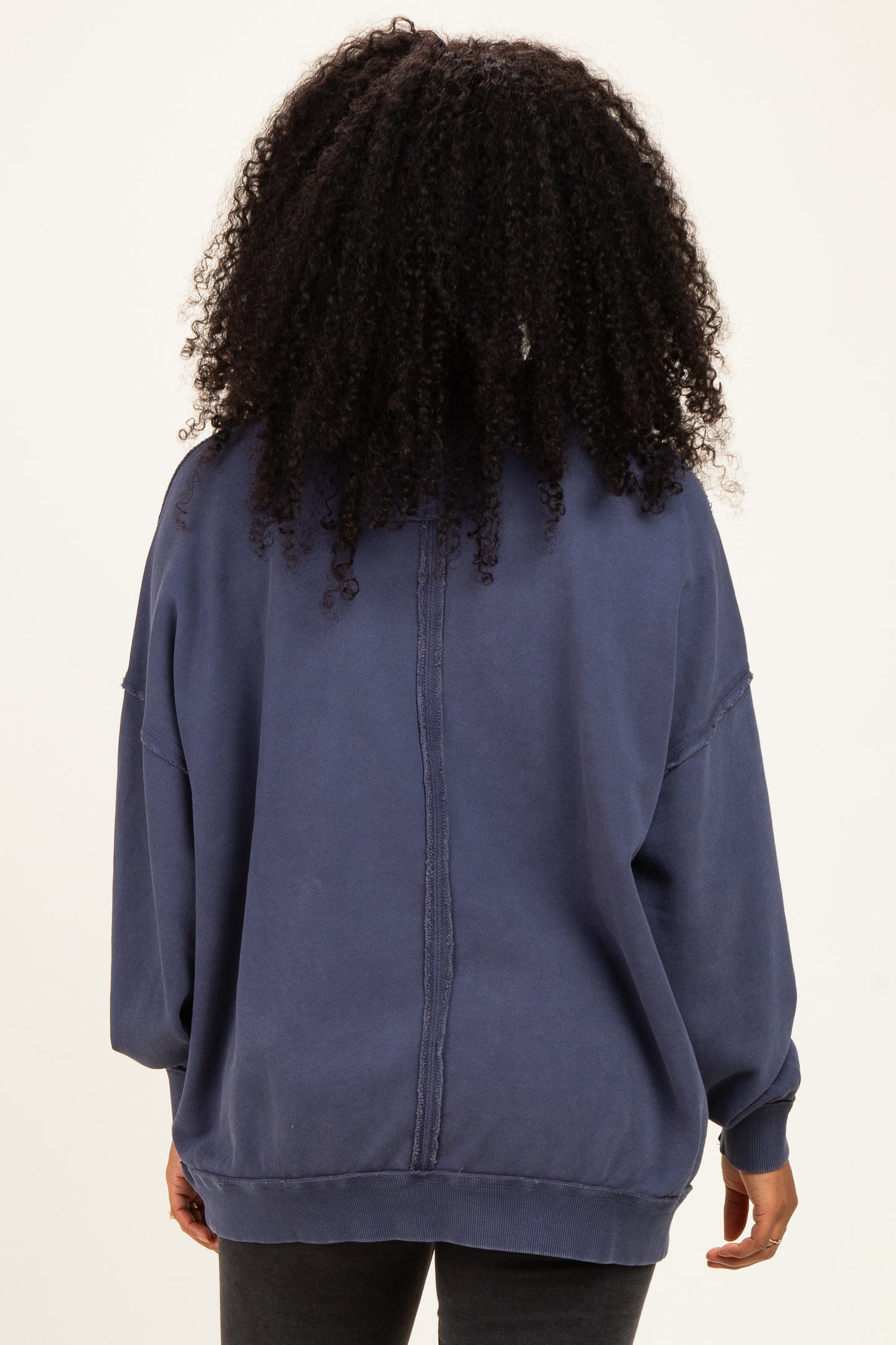 Navy Oversized High Neck Sweatshirt