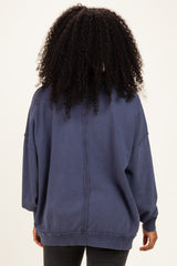 Navy Oversized High Neck Sweatshirt