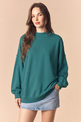 Teal Oversized High Neck Sweatshirt