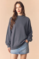 Charcoal Oversized High Neck Sweatshirt