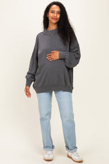 Charcoal Oversized High Neck Maternity Sweatshirt