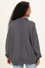 Charcoal Oversized High Neck Maternity Sweatshirt
