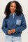 Navy Checker Plaid Collared Sweatshirt