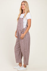 Brown Pinstriped Barrel-Leg Overalls