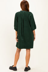 Forest Green Coduroy Contrast Stitched Dress