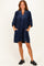 Navy Coduroy Contrast Stitched Dress
