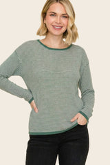 Forest Striped Waffle Knit Maternity Sweater