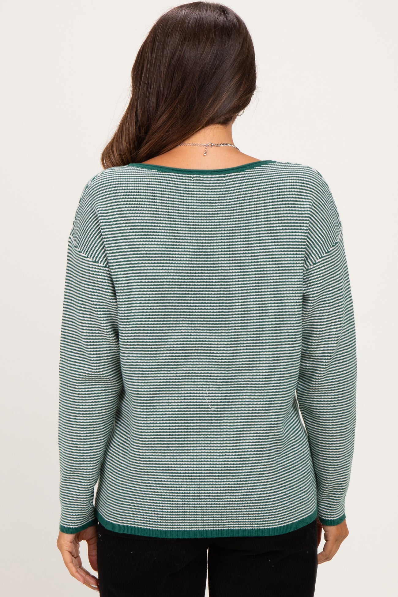 Forest Striped Waffle Knit Maternity Sweater