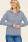 Denim Blue Striped Waffle Knit Sweater