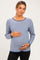 Denim Blue Striped Waffle Knit Maternity Sweater