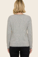Grey Striped Waffle Knit Sweater
