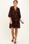 Brown Floral Velvet Dress