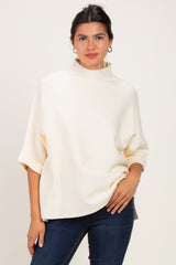 Cream Mock Neck Dolman Short Sleeve Maternity Top