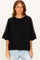Black Mesh Shoulder Short Sleeve Top