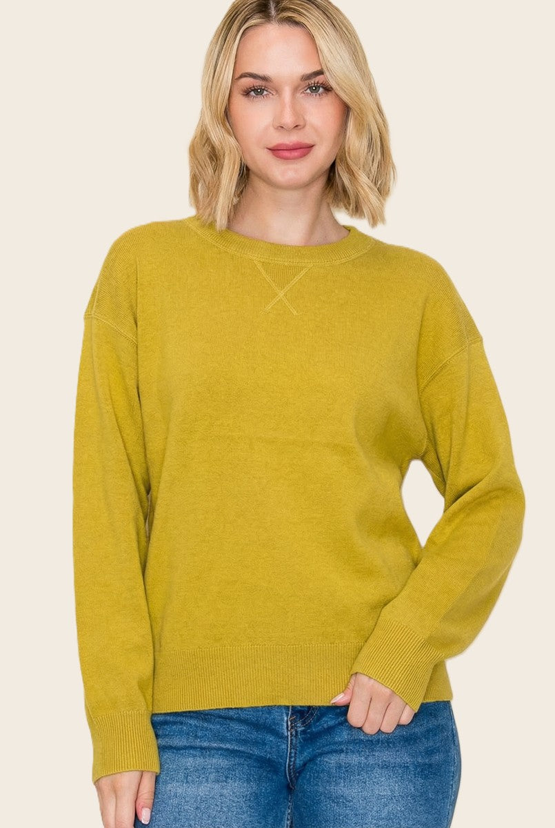 Mustard Basic Pullover Sweater