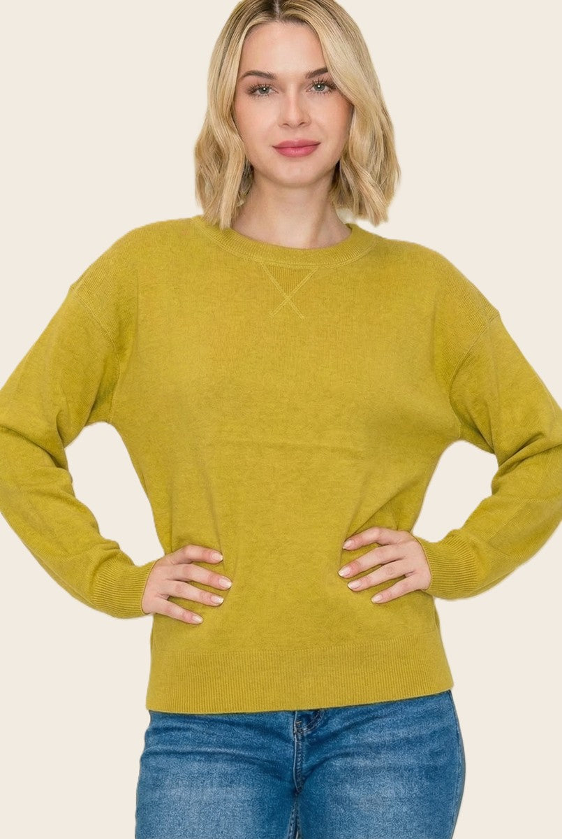 Mustard Basic Pullover Sweater