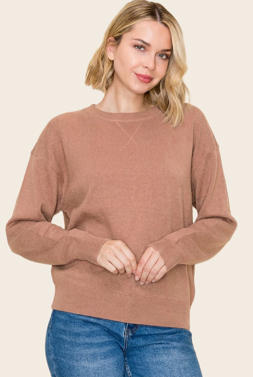 Light Camel Basic Pullover Sweater
