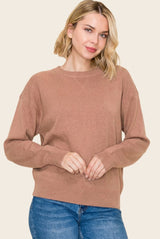Light Camel Basic Pullover Sweater