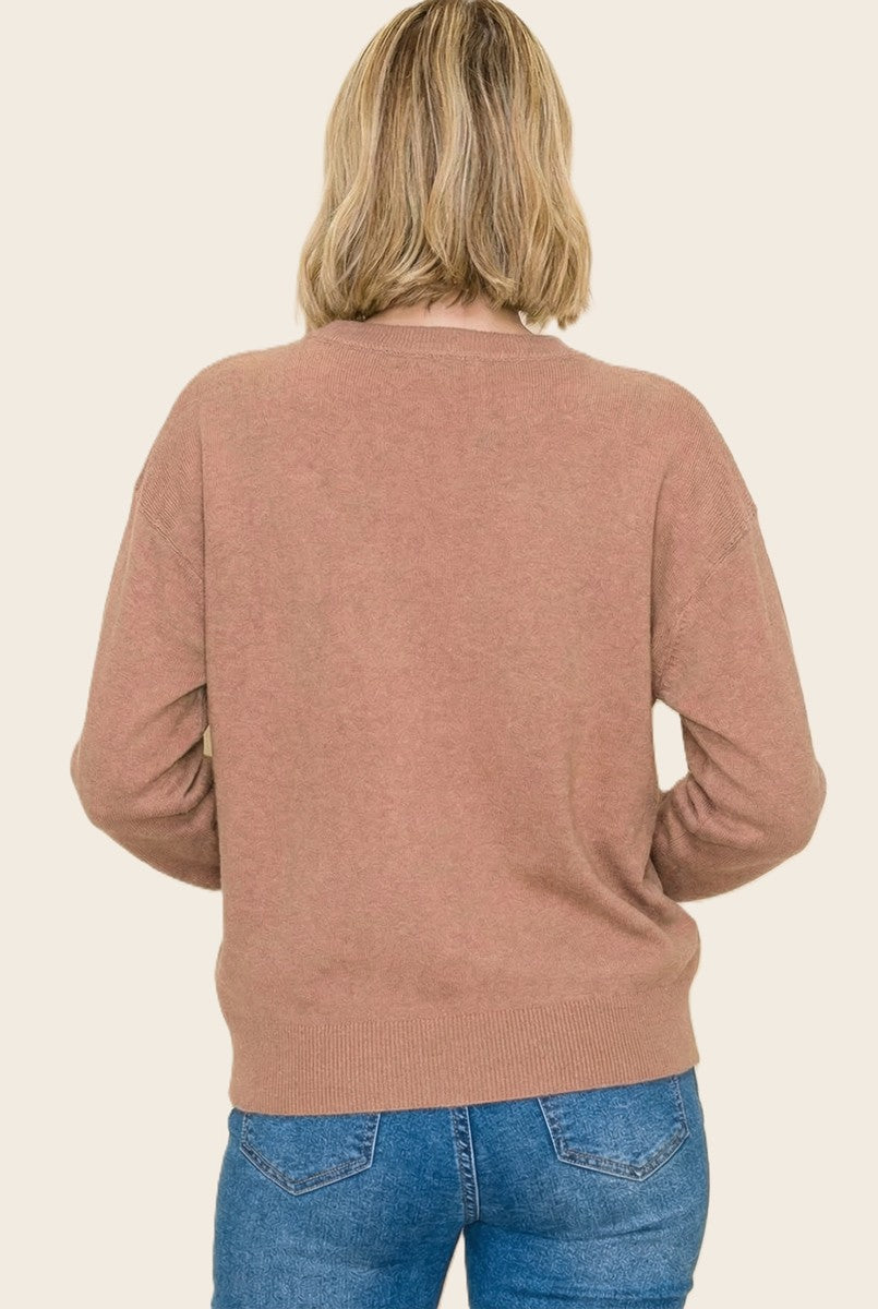 Light Camel Basic Pullover Sweater