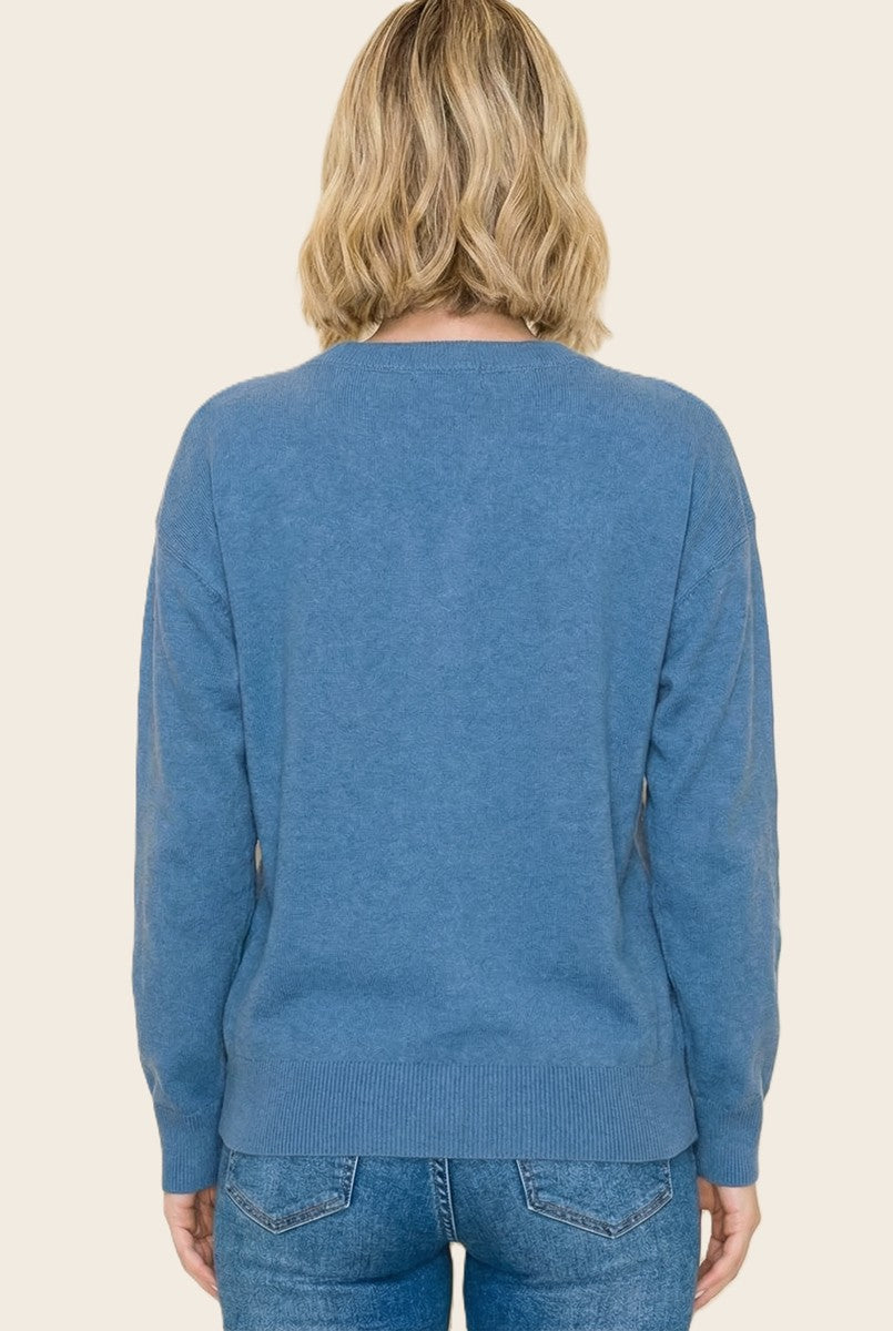 Blue Basic Pullover Sweater