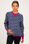 Navy Striped Contrast Trim Maternity Sweater