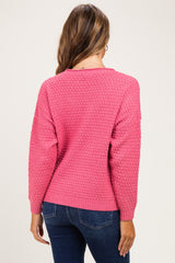 Mauve Pink Honeycomb Knit Maternity Sweater