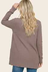 Taupe Mini Waffle Knit Sweater Cardigan