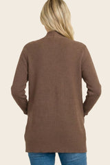 Chocolate Mini Waffle Knit Sweater Cardigan