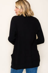 Black Mini Waffle Knit Sweater Cardigan