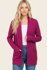 Plum Mini Waffle Knit Sweater Cardigan