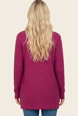Plum Mini Waffle Knit Sweater Cardigan