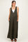 Dark Olive Deep V Sleeveless Wide Leg Maternity Jumpsuit