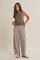 Chocolate Striped Cotton Barrel Leg Pants