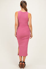 Rose Ruched Maternity Midi Tank Dress