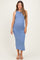 Blue Ruched Maternity Midi Tank Dress