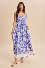 Indigo Mixed Floral Sleeveless Maxi Dress