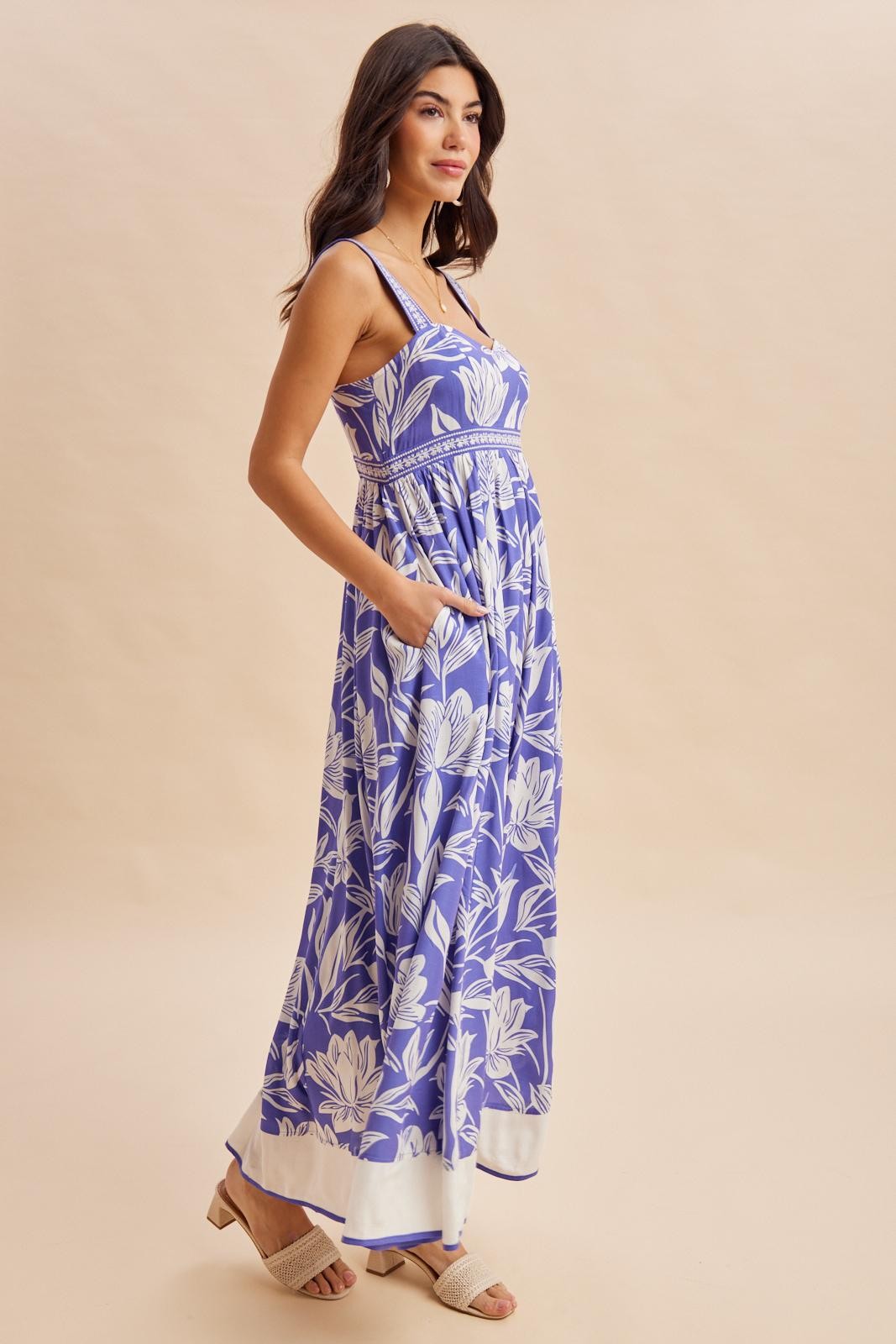 Indigo Mixed Floral Sleeveless Maxi Dress