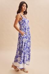 Indigo Mixed Floral Sleeveless Maxi Dress