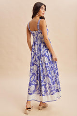 Indigo Mixed Floral Sleeveless Maxi Dress
