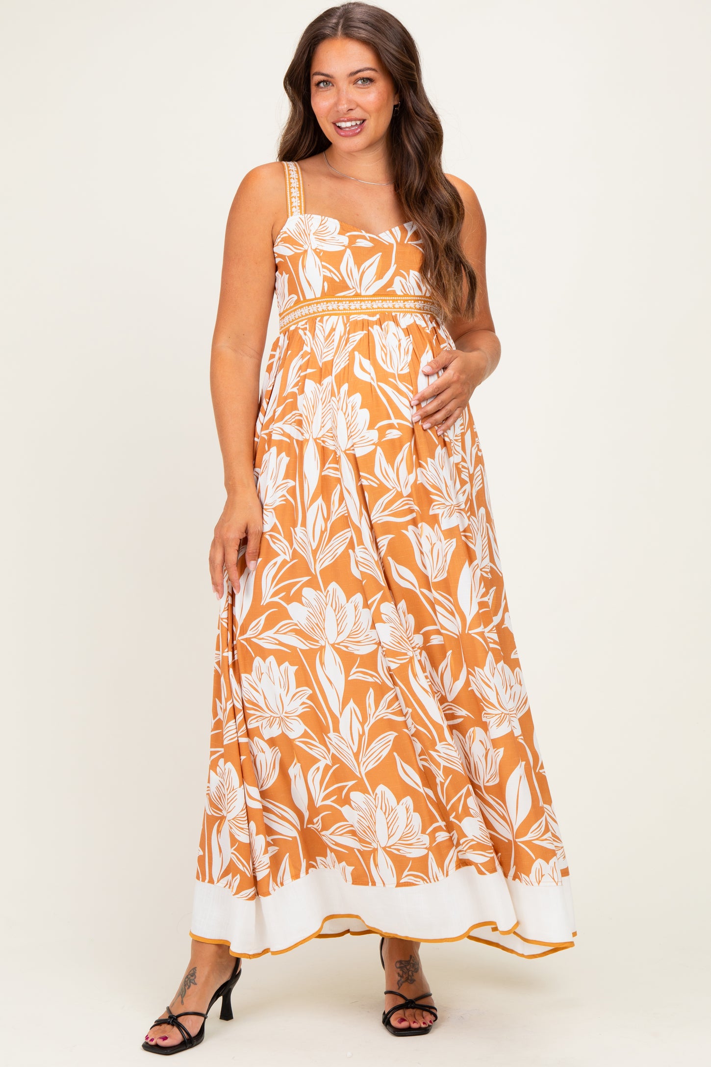 Amber Mixed Floral Sleeveless Maternity Maxi Dress