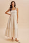 Creme Peony Floral Shoulder Tie Maxi Dress