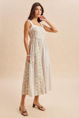 Coral Rose Column Floral Print Maxi Dress