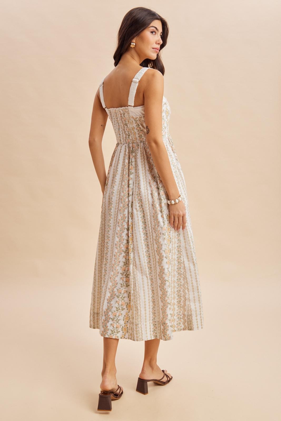 Coral Rose Column Floral Print Maxi Dress