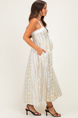 Coral Rose Column Floral Print Maternity Maxi Dress