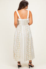 Coral Rose Column Floral Print Maternity Maxi Dress