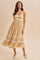 Sunwashed Lemon Lace Floral Tie Back Midi Dress