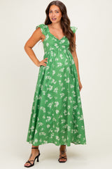 Fern Floral Ruffle Strap Maternity Maxi Dress