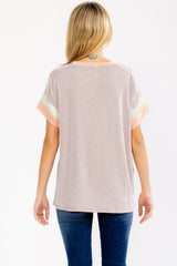 Mocha Rib Color Block Short Sleeve Top